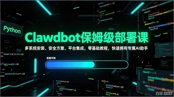 Clawdbot保姆级部署课，多系统安装、安全方案、平台集成，零基础教程，快速拥有专属AI助手-资源后花园