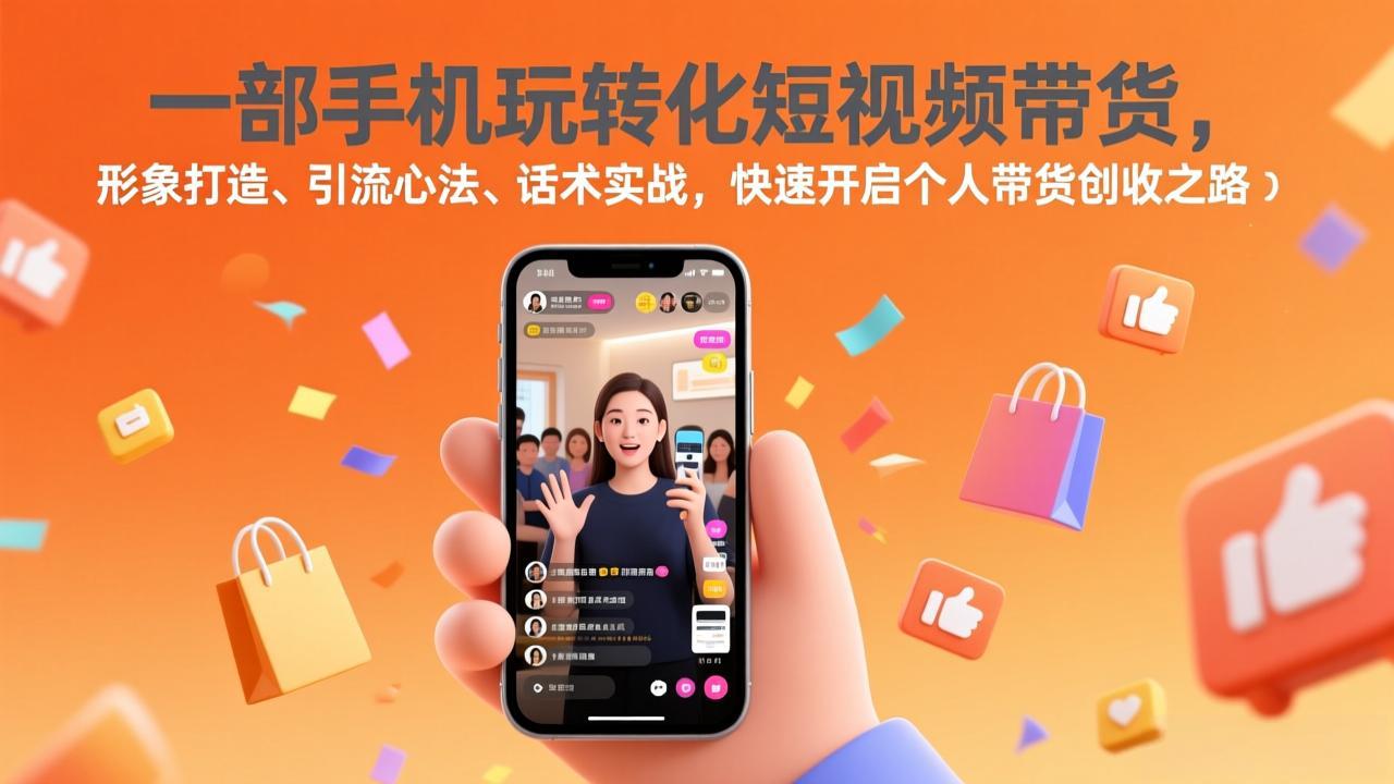 一部手机玩转化短视频带货，形象打造、引流心法、话术实战，快速开启个人带货创收之路-资源后花园
