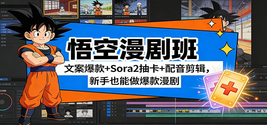 悟空漫剧班：文案爆款+Sora2抽卡+配音剪辑，新手也能做爆款漫剧-资源后花园