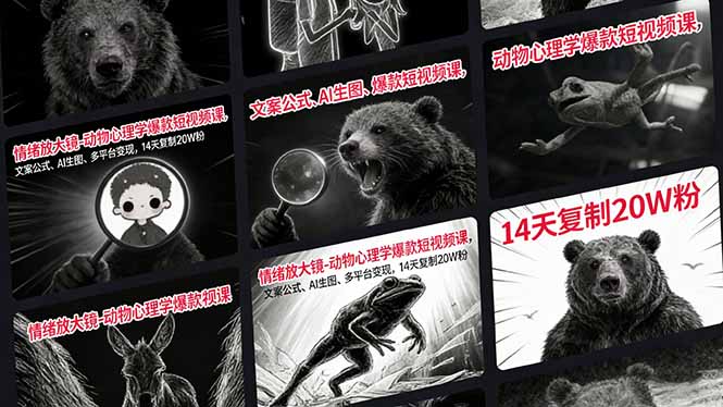 情绪放大镜-动物心理学爆款短视频课，文案公式、AI生图、多平台变现，14天复制20W粉-资源后花园