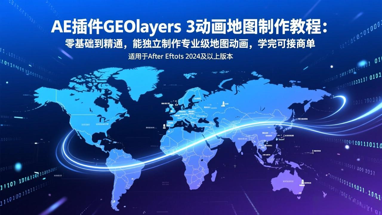 AE插件GEOlayers 3动画地图制作教程：零基础到精通，能独立制作专业级地图动画，学完可接商单-资源后花园