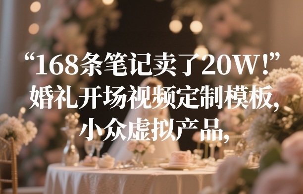 168条笔记卖了20W！婚礼开场视频定制模板，小众虚拟产品-资源后花园