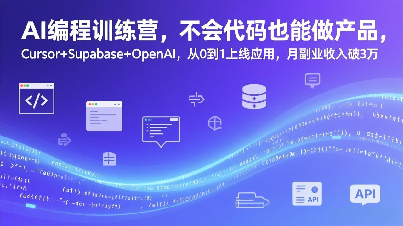 AI编程训练营，不会代码也能做产品，Cursor+Supabase+OpenAI，从0到1上线应用，月副业收入破3万-资源后花园