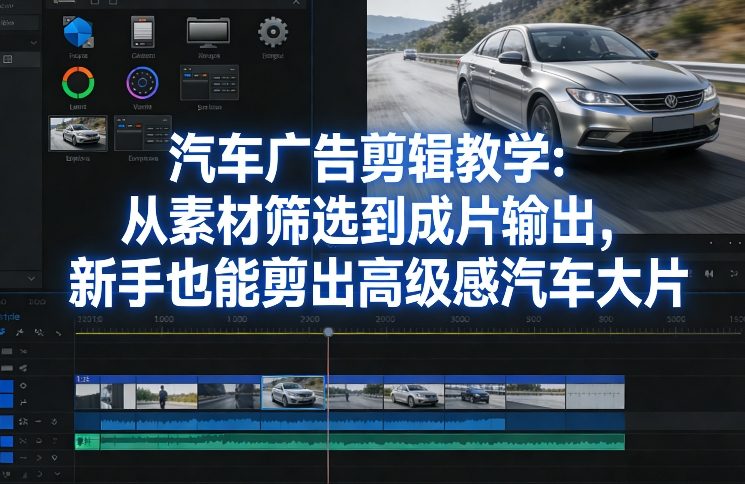 汽车广告剪辑教学：从素材筛选到成片输出，新手也能剪出高级感汽车大片-资源后花园