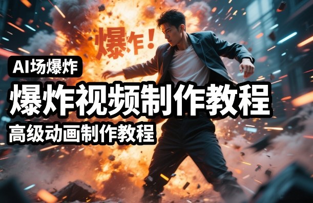 AI场景爆炸视频制作教程，利用人物实拍视频制作出高级的动画特效-资源后花园