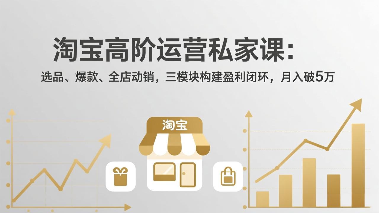 淘宝高阶运营私家课：选品、爆款、全店动销，三模块构建盈利闭环，月入破5万(更新26年2月-资源后花园