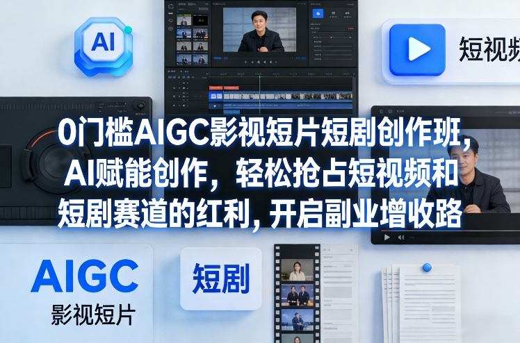 0门槛AIGC影视短片短剧创作班，AI赋能创作，轻松抢占短视频和短剧赛道的红利，开启副业增收路-资源后花园