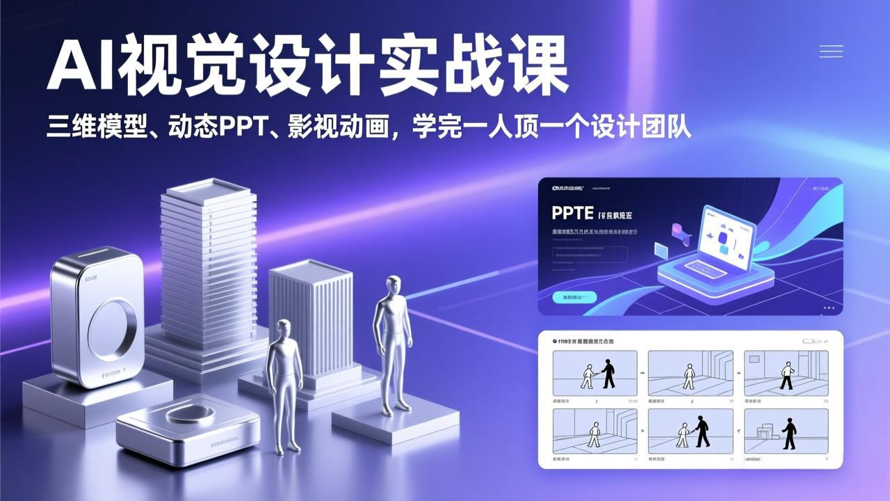AI视觉设计实战课，三维模型、动态PPT、影视动画，学完一人顶一个设计团队-资源后花园