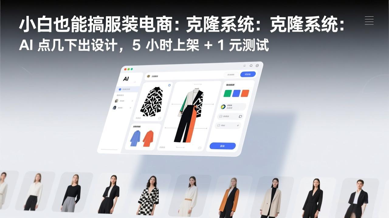 小白也能搞服装电商：克隆系统：AI 点几下出设计，5 小时上架 + 1 元测试-资源后花园