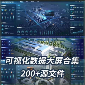可视化数据大屏设计模板蓝色科技数字孪生设计素材UI界面PSD文件-资源后花园