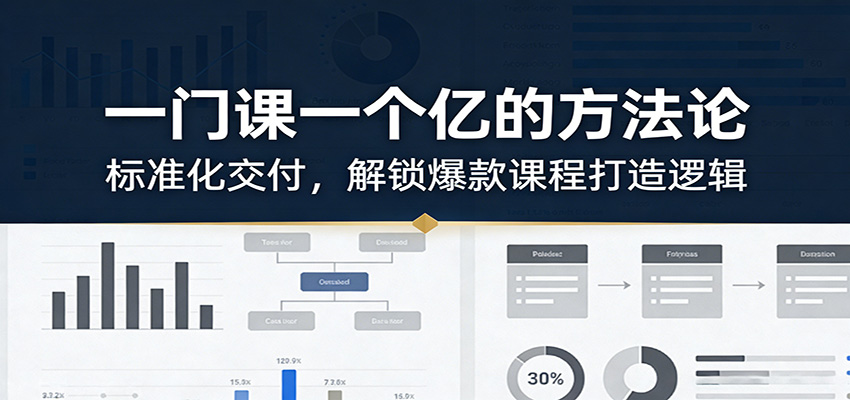 一门课一个亿的方法论：标准化交付，解锁爆款课程打造逻辑-资源后花园