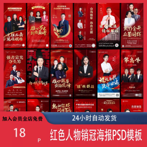 红色地产企业销售人物专家销冠优秀员工宣传海报PSD模板设计素材-资源后花园