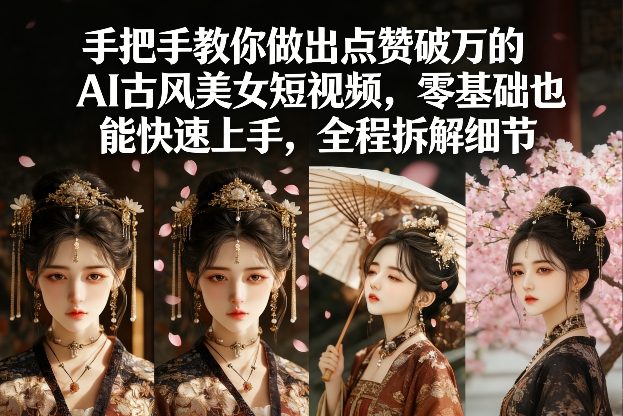 手把手教你做出点赞破万的AI古风美女短视频，零基础也能快速上手，全程拆解细节-资源后花园