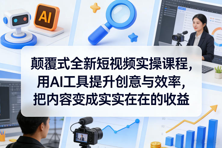 颠覆式全新短视频实操课程，用AI工具提升创意与效率，把内容变成实实在在的收益-资源后花园