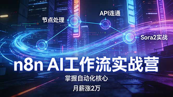 n8n AI工作流实战营，节点处理+API连通+Sora2实战，掌握自动化核心月薪涨2万-资源后花园