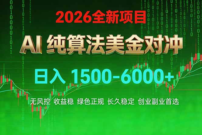 2026 全新美金对冲项目，不套平台赠金，不封号，纯算法对冲，日入 1500-6000+-资源后花园