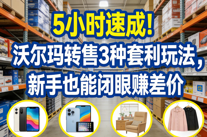 5小时速成！沃尔玛转售3种套利玩法，新手也能闭眼賺差价-资源后花园