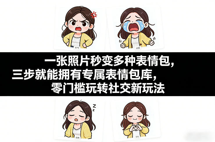 一张照片秒变多种表情包，三步就能拥有专属表情包库，零门槛玩转社交新玩法【文档】-资源后花园