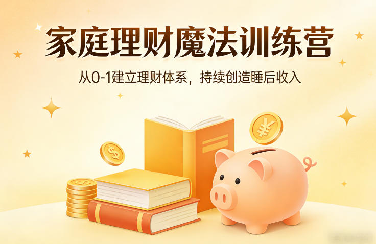 家庭理财魔法训练营，从0-1建立理财体系，持续创造睡后收入-资源后花园