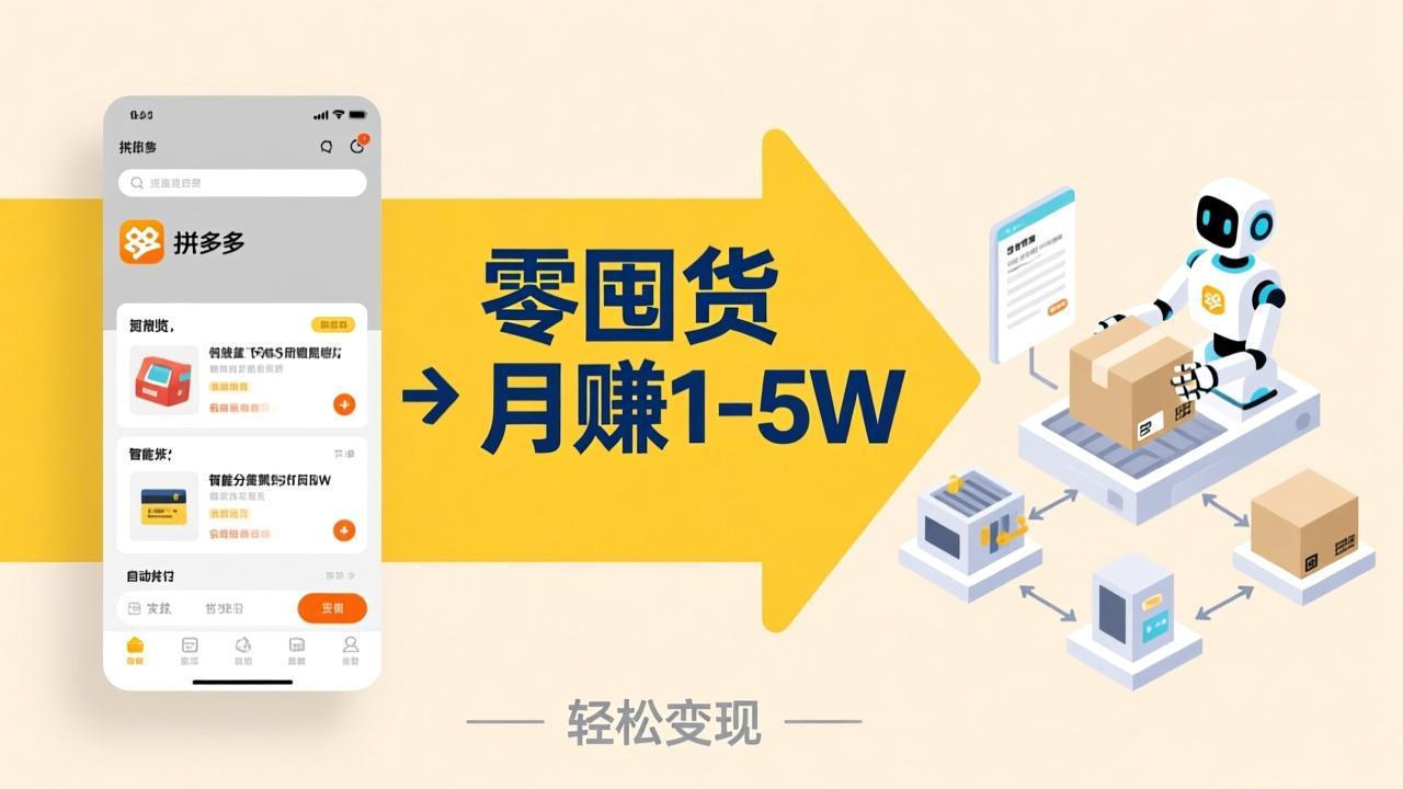 不用囤货不用跑单！拼多多虚拟玩法，机器人管理发货和客服，帮你月赚 1-5W-资源后花园