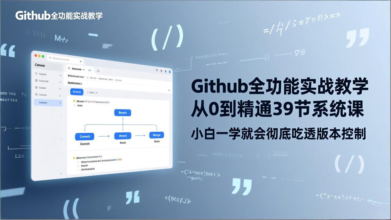 GitHub-全功能实战教学，从0到精通39节系统课，小白一学就会彻底吃透版本控制-资源后花园