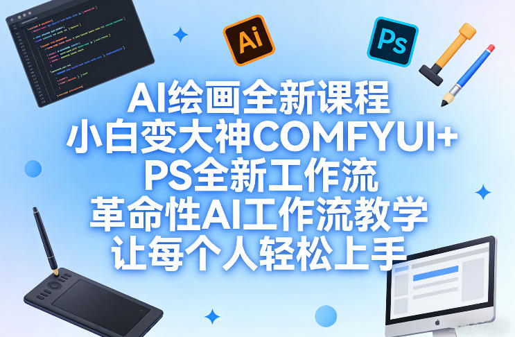 AI绘画全新课程，小白变大神COMFYUI+PS全新工作流，革命性AI工作流教学，让每个人轻松上手-资源后花园