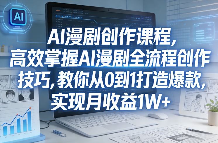某社群AI漫剧创作课程，高效掌握AI漫剧全流程创作技巧，教你从0到1打造爆款，实现月收益1W+-资源后花园