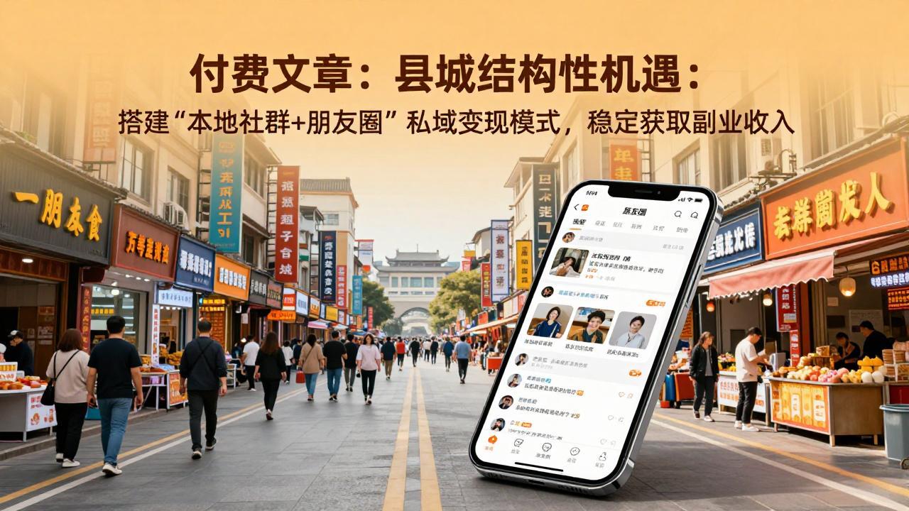 付费文章：县城结构性机遇：搭建“本地社群+朋友圈”私域变现模式，稳定获取副业收入-资源后花园