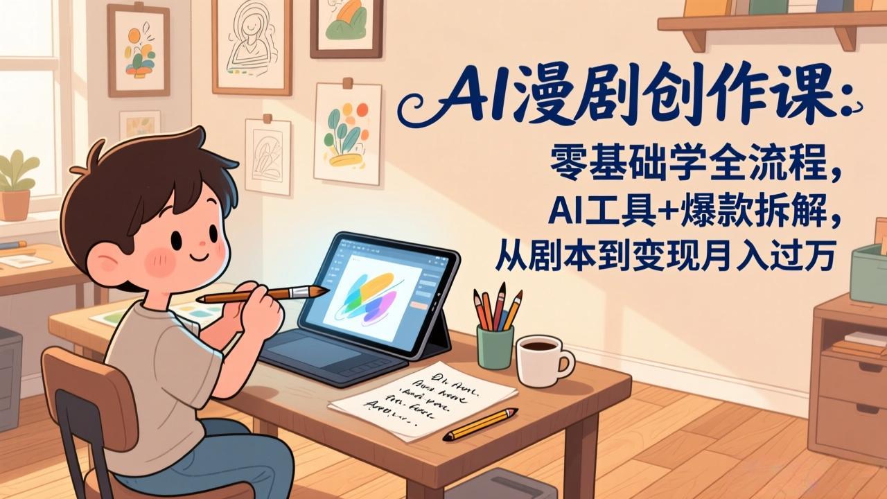 AI漫剧创作课：零基础学全流程，AI工具+爆款拆解，从剧本到变现月入过万-资源后花园