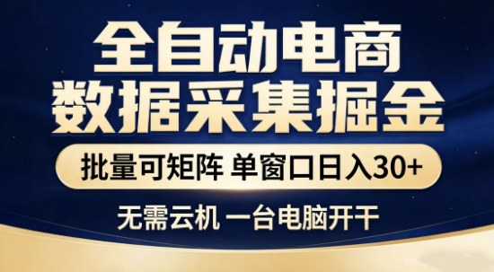 独家电商数据全自动采集项目，批量可矩阵，单窗口轻松日入3张+【揭秘】-资源后花园