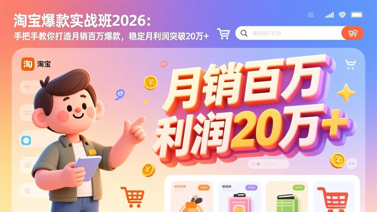 淘宝爆款实战班-2026年3月更新：手把手教你打造月销百万爆款，稳定月利润突破20万+-资源后花园