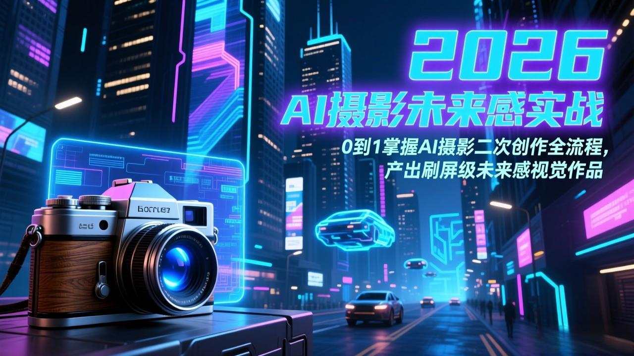 2026 AI摄影未来感实战：0到1掌握AI摄影二次创作全流程，产出刷屏级未来感视觉作品-资源后花园
