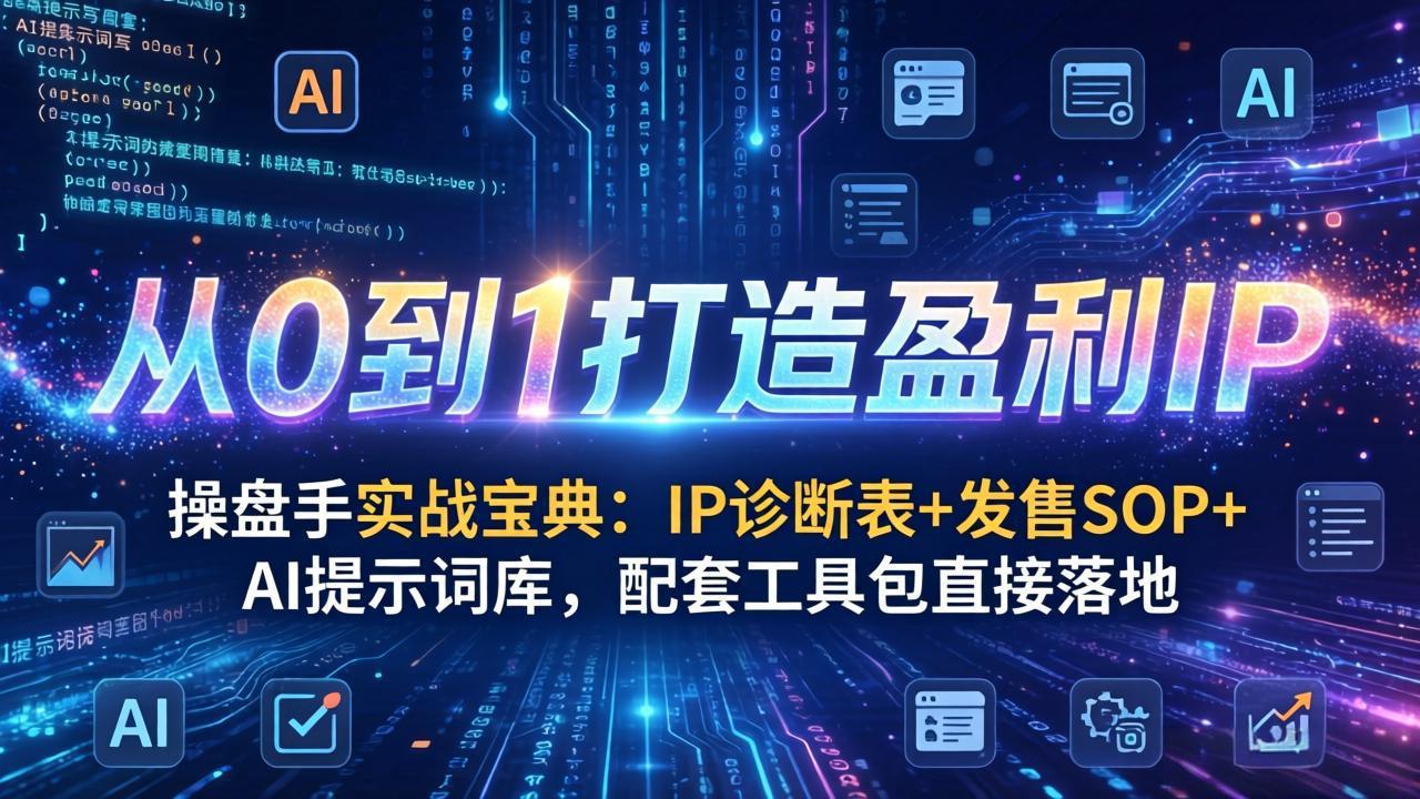 操盘手实战宝典：IP诊断表+发售SOP+AI提示词库，配套工具包直接落地，从0到1打造盈利IP-资源后花园