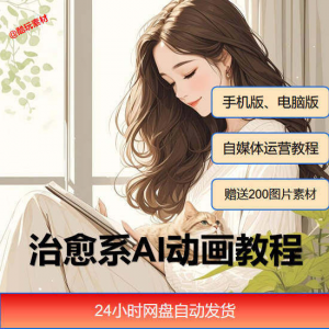 治愈系AI插画动画视频制作教程课程素材自媒体运营小白学习必备-资源后花园