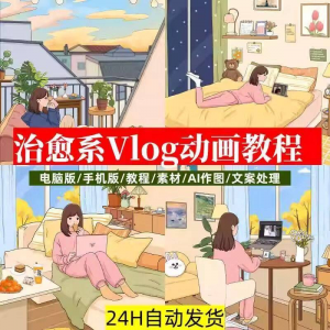 治愈系动画视频插画教程AI绘画动态情感唯美vlog镜头剪辑课程素材-资源后花园