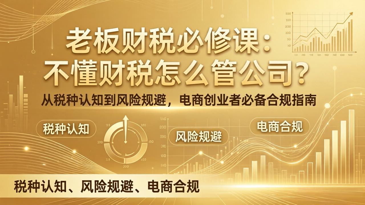 老板财税必修课：不懂财税怎么管公司？从税种认知到风险规避，电商创业者必备合规指南-资源后花园
