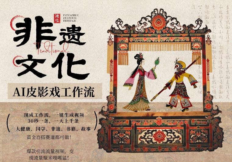 AI一键生成民俗文化非遗皮影戏视频，一刀不剪无需剪辑，30S一条，一天上百条，流量财富嘎嘎猛-资源后花园