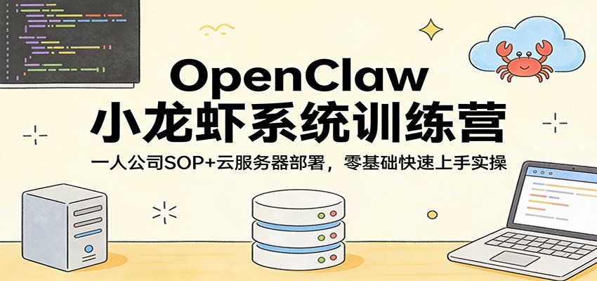 OpenClaw小龙虾系统训练营：一人公司SOP，云服务器部署，零基础快速上手实操-资源后花园