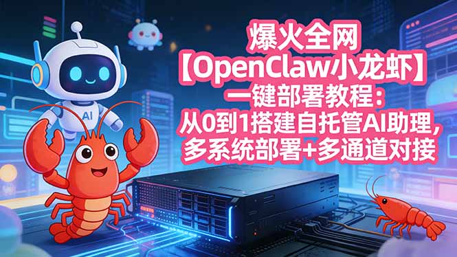 爆火全网【OpenClaw 小龙虾】一键部署教程:从0到1搭建自托管AI助理,多系统部署+多通道对接