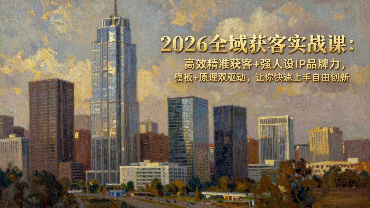 2026全域获客实战课:高效精准获客+强人设IP品牌力,模板+原理双驱动,让你快速上手自由创新