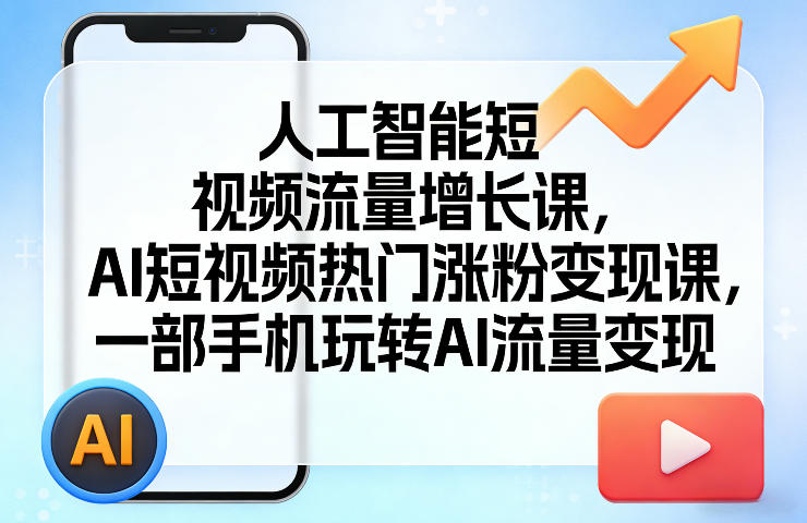 人工智能短视频流量增长课，AI短视频热门涨粉变现课，一部手机玩转AI流量变现-资源后花园