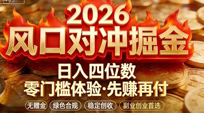 2026美金对冲套利，无赠金对冲策略保驾护航，低门槛易上手实操。单人单日收益2000+-资源后花园