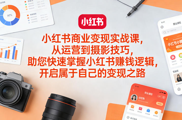 小红书商业变现实战课，从运营到摄影技巧，助您快速掌握小红书賺钱逻辑，开启属于自己的变现之路-资源后花园
