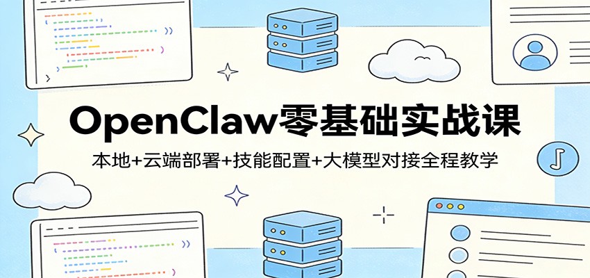 OpenClaw零基础实战课：本地+云端部署+技能配置+大模型对接全程教学-资源后花园