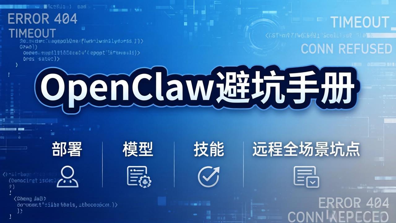 OpenClaw避坑手册：部署+模型+技能+远程全场景坑点，一次性给你说全，少走弯路-资源后花园