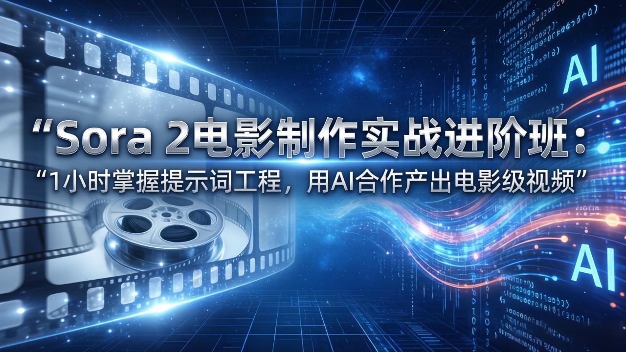 Sora 2电影制作实战进阶班：1小时掌握提示词工程，用AI合作产出电影级视频-资源后花园