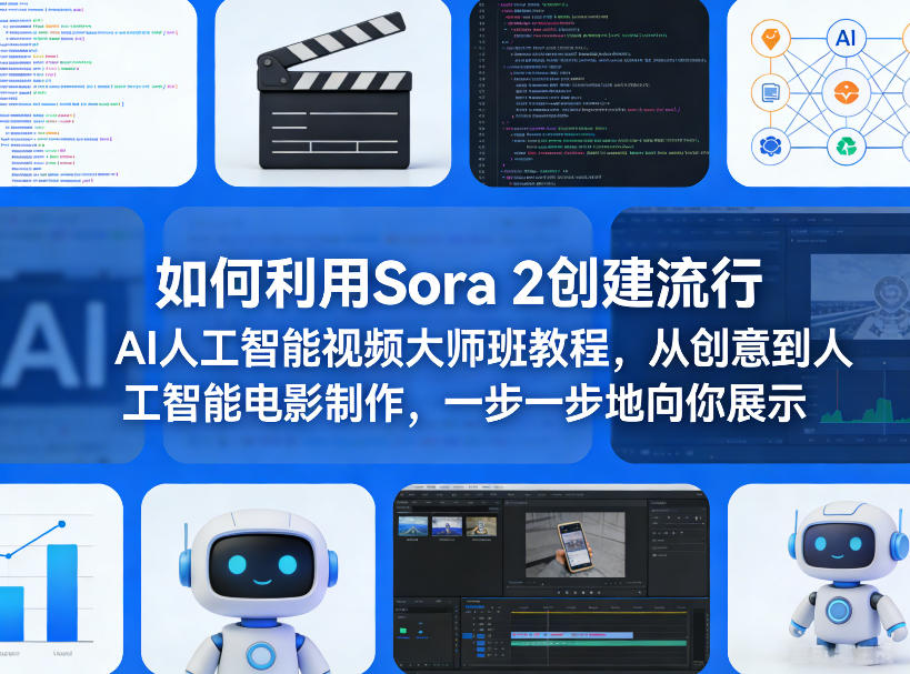 如何利用Sora 2创建流行AI人工智能视频大师班教程，从创意到人工智能电影制作，一步一步地向你展示-资源后花园
