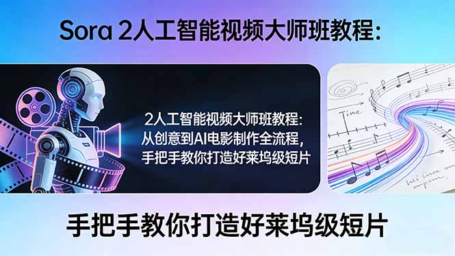 Sora 2人工智能视频大师班教程：从创意到AI电影制作全流程，手把手教你打造好莱坞级短片-资源后花园