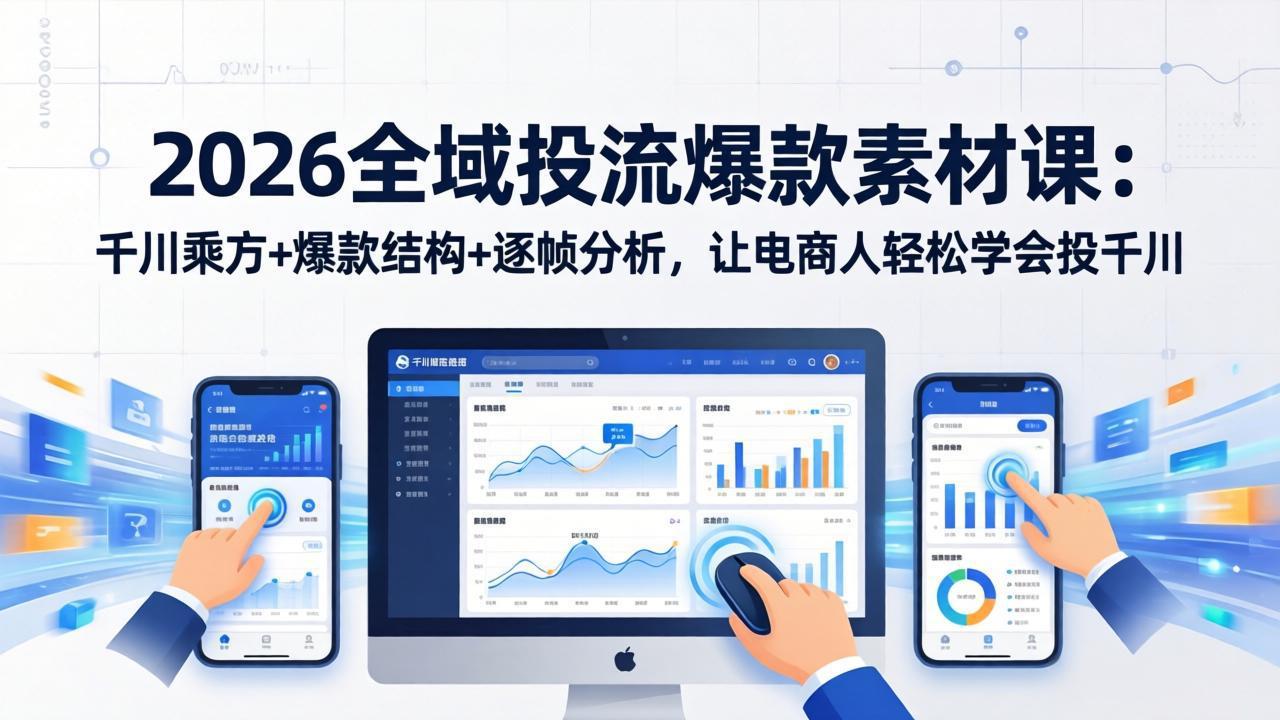 2026全域投流爆款素材课：千川乘方+爆款结构+逐帧分析，让电商人轻松学会投千川-资源后花园