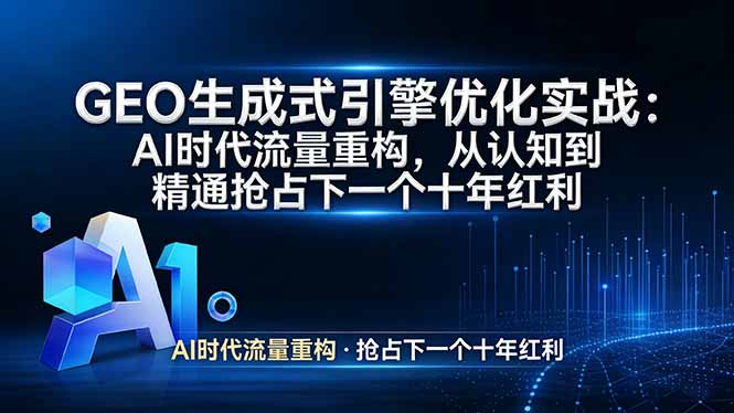 GEO 生成式引擎优化实战：AI时代流量重构，从认知到精通抢占下一个十年红利-资源后花园